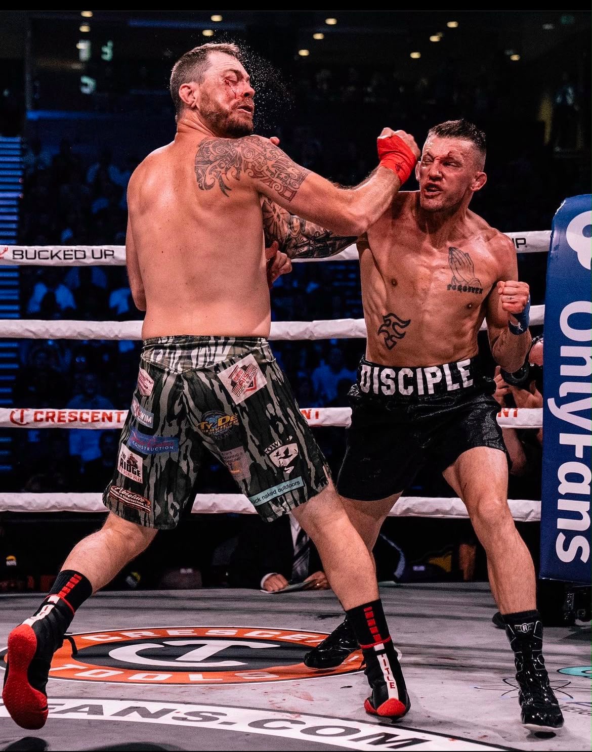 Dustin Pague landing a right hand in a BKFC bout