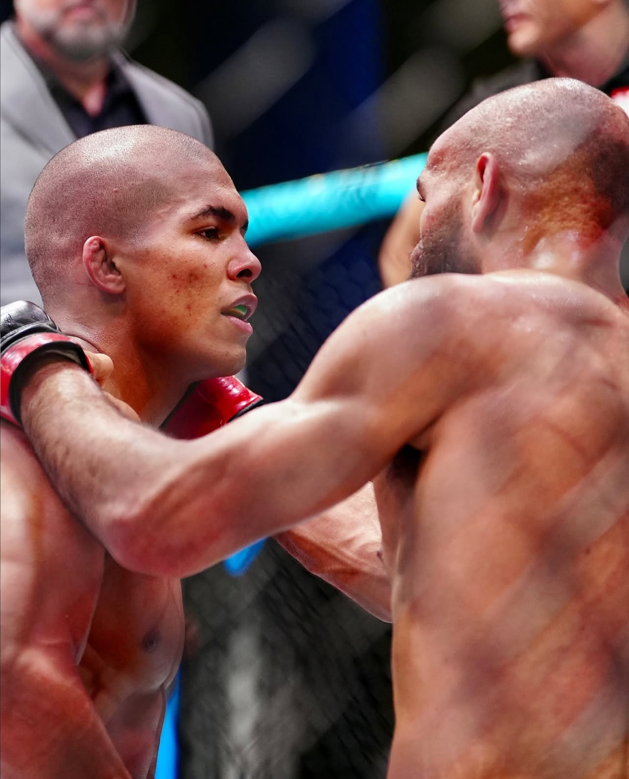 Gabriel Green facing off with his opponent after a fight