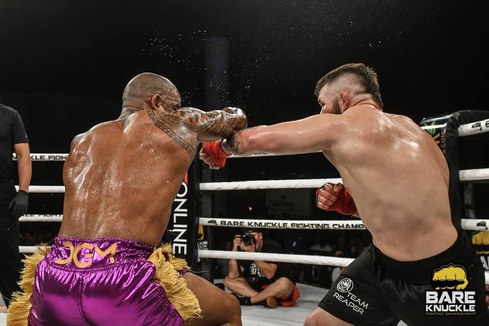 Dave "Redneck" Mundell landing a punch during a BKFC fight