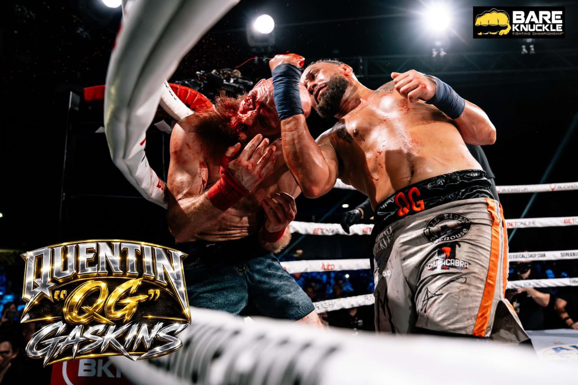 Quentin "QG" Gaskins landing a punch during a BKFC fight