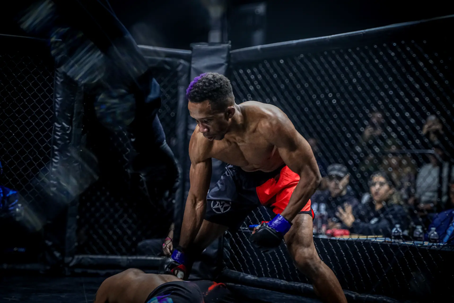 George Watkins following up after dropping his opponent